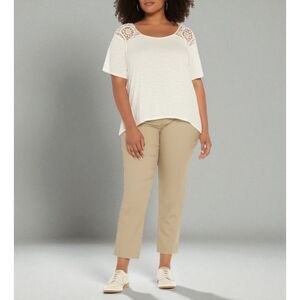 Torrid Plus Size 5X Ivory Crochet Embroidered High Low Cottagecore Top